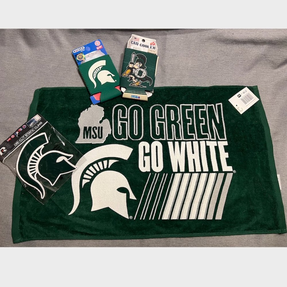 NWT Michigan State Spartans Towel, Koozies and Decal